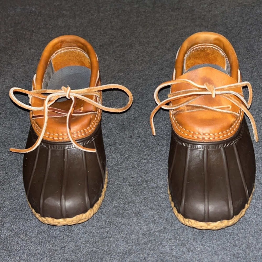 L.L. Bean | Bean Rubber Ankle Moc Boots Blue & Tan Women's Sz 8